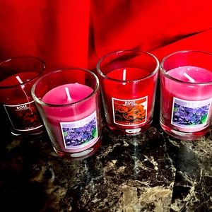 New 4pk Scented Aromatherapy Candles, 1.8 Oz Soy Votive Rose & Lilac Fragrances